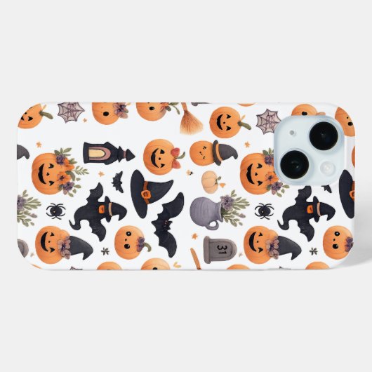 Halloween Icons Muster iPhone Case (Rückseite (Horizontal))