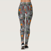 Halloween Icons Pattern Grau Leggings (Rückseite)