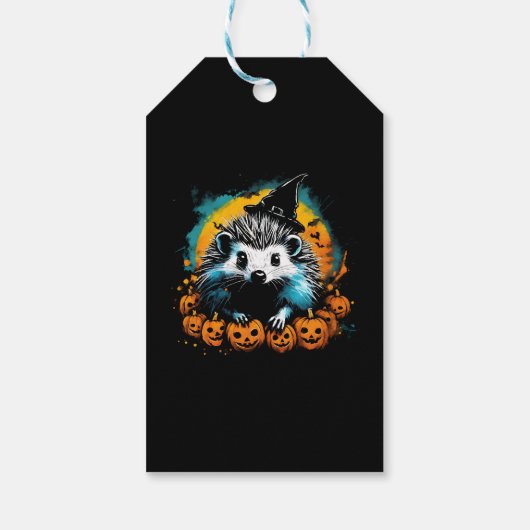Halloween Igel und Kürbis niedlich Geschenkanhänger (Rückseite)