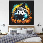 Halloween Igel und Kürbis niedlich Leinwanddruck (Insitu (Schlafzimmer))