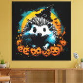 Halloween Igel und Kürbis niedlich Leinwanddruck (Insitu (Wohnzimmer))