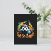 Halloween Igel und Kürbis niedlich Postkarte (Stehend Vorderseite)