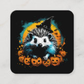 Halloween Igel und Kürbis niedlich Quadratische Visitenkarte (Vorderseite)