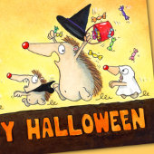Halloween Igels Gruß Karte