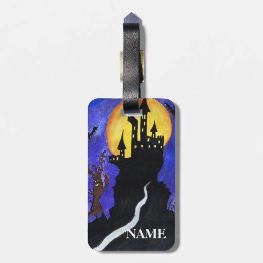 Halloween Illustartion, Individuelle Name Gepäckma Gepäckanhänger (Rückseite vertikal)