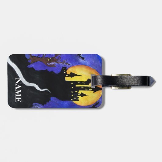 Halloween Illustartion, Individuelle Name Gepäckma Gepäckanhänger (Rückseite horizontal)