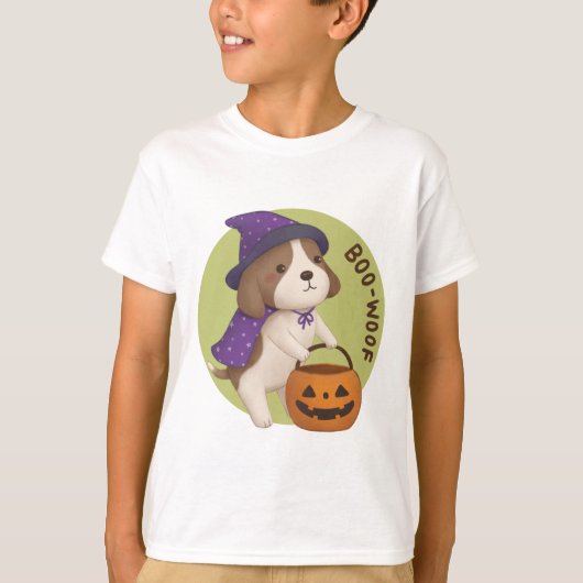Halloween Illustration: Boo-Woof (Beagle) T-Shirt (Vorderseite)