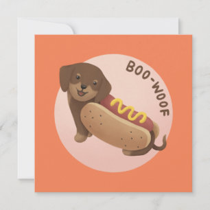 Halloween Illustration: Boo-Woof (Dackel) Feiertagskarte