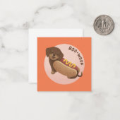 Halloween Illustration: Boo-Woof (Dackel) Mitteilungskarte (Vorderseite/Rückseite Beispiel)