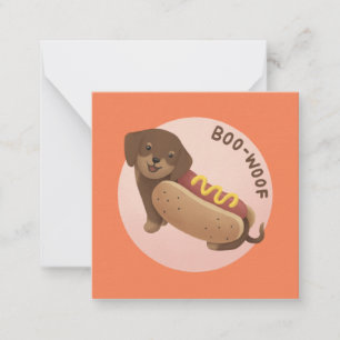 Halloween Illustration: Boo-Woof (Dackel) Mitteilungskarte