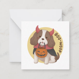 Halloween Illustration: Boo-Woof Mitteilungskarte