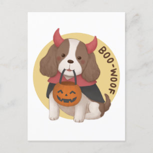 Halloween Illustration: Boo-Woof Postkarte