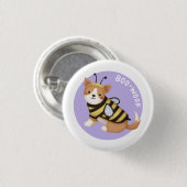Halloween Illustration: Boo-Woof (Walisischer Korg Button (Vorne & Hinten)