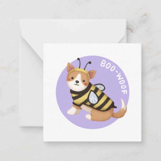 Halloween Illustration: Boo-Woof (Walisischer Korg Mitteilungskarte (Vorderseite)