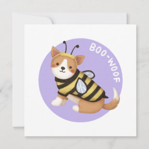 Halloween-Illustration: Boo-Woof (Welsh Corgi) Dankeskarte