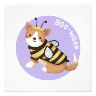Halloween-Illustration: Boo-Woof (Welsh Corgi) Fotodruck