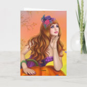 Halloween Illustration Eine schöne Hexe mit Katzen Karte (Rückseite)