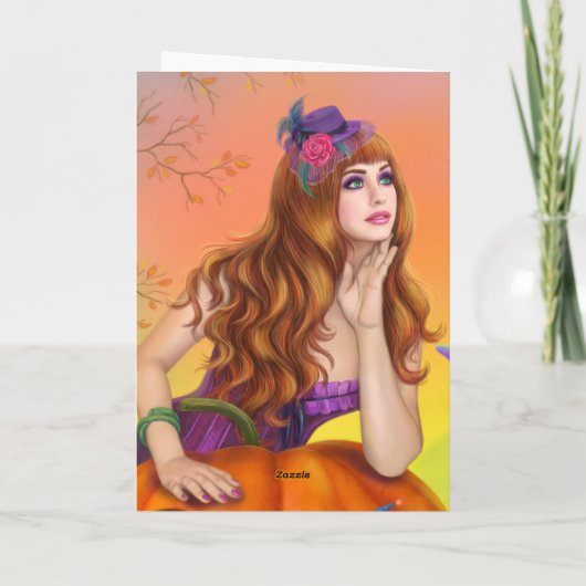 Halloween Illustration Eine schöne Hexe mit Katzen Karte (Rückseite)