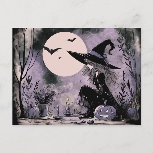Halloween-Illustration Feiertagspostkarte (Vorderseite)