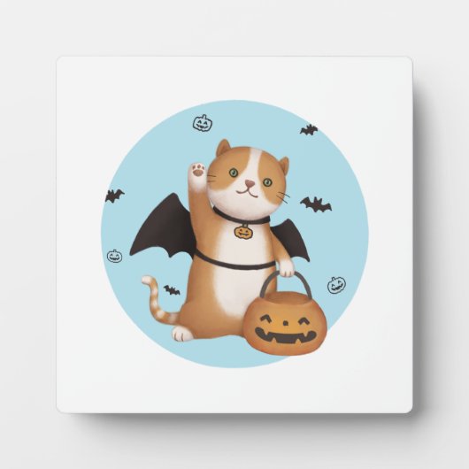 Halloween-Illustration: Fledermauskatze Fotoplatte (Vorderseite)