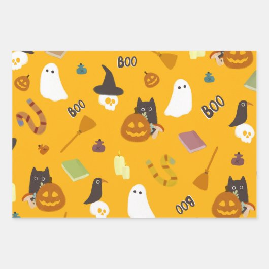 Halloween Illustration Geschenkpapier Set (Vorderseite 3)