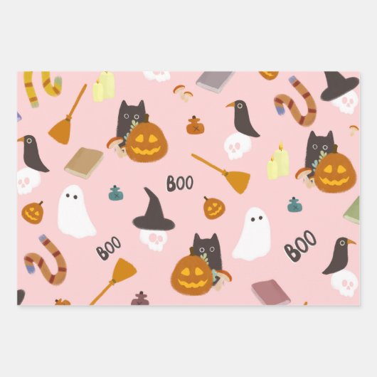 Halloween Illustration Geschenkpapier Set (Vorderseite)