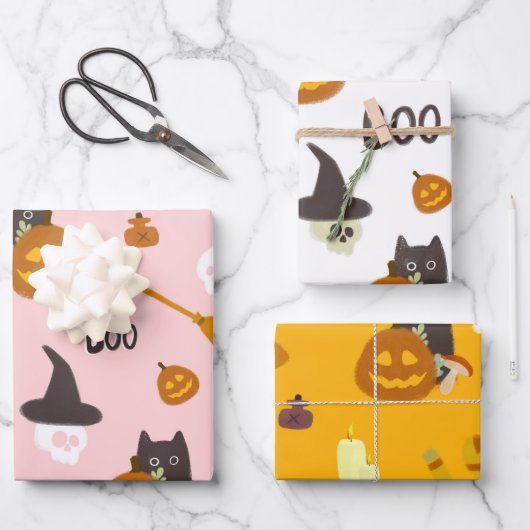Halloween Illustration Geschenkpapier Set (Vorderseite)