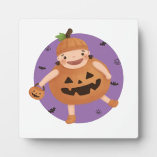 Halloween-Illustration: Kürbismädchen Fotoplatte