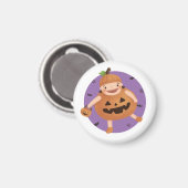 Halloween-Illustration: Kürbismädchen Magnet (Vorderseite/Rückseite)
