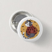 Halloween Illustration: Ladybug Cat Button (Vorne & Hinten)