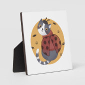Halloween Illustration: Ladybug Cat Fotoplatte (Vorderseite)