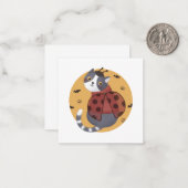 Halloween Illustration: Ladybug Cat Mitteilungskarte (Vorderseite/Rückseite Beispiel)