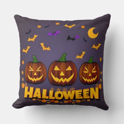 Halloween Illustration mit Jack-o'-Lanterns Kissen (Vorderseite)