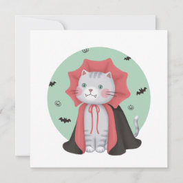 Halloween Illustration: Vampirkatze Einladung