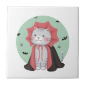 Halloween Illustration: Vampirkatze Fliese (Vorderseite)