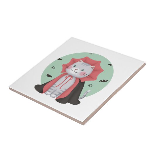 Halloween Illustration: Vampirkatze Fliese (Seite)