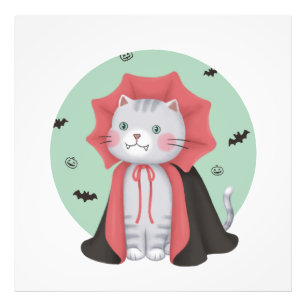 Halloween Illustration: Vampirkatze Fotodruck