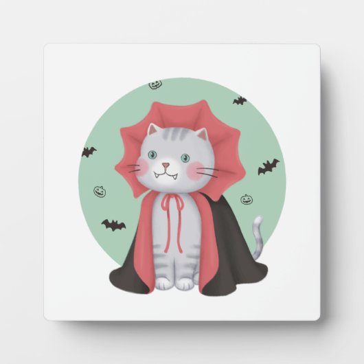 Halloween Illustration: Vampirkatze Fotoplatte (Vorderseite)