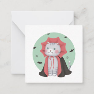 Halloween Illustration: Vampirkatze Mitteilungskarte