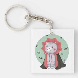 Halloween Illustration: Vampirkatze Schlüsselanhänger