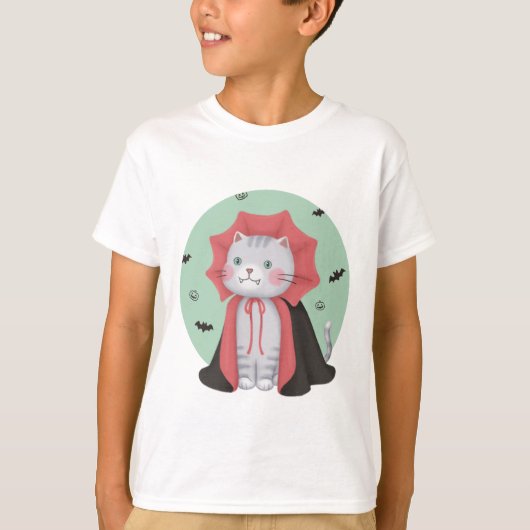 Halloween Illustration: Vampirkatze T-Shirt (Vorderseite)