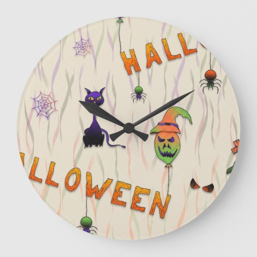 Halloween Illustrations Große Wanduhr (Vorderseite)