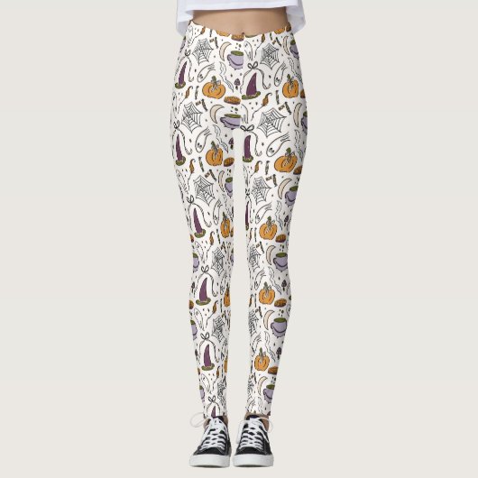 Halloween Illustrations Muster Leggings (Vorderseite)