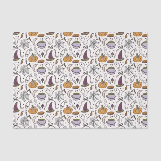 Halloween Illustrations Muster Seidenpapier (Vorderseite)