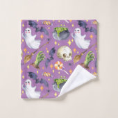 Halloween illustriert with pumpkin, ghost and bat badhandtuch set (Waschlappen)