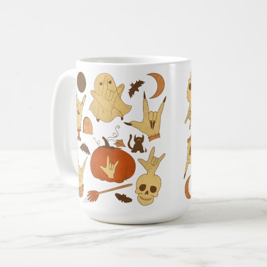 Halloween ILY - ASL Design Kaffeetasse (Vorderseite Links)