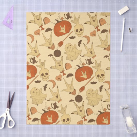 Halloween ILY - ASL Design Seidenpapier (Basteln)