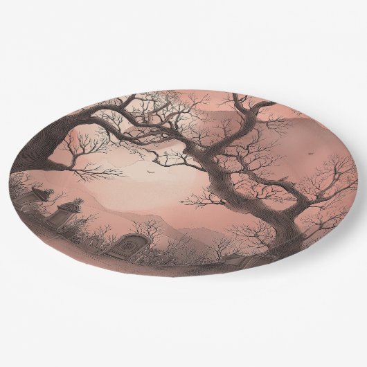 Halloween im Creepy Forest Pappteller (Schrägansicht)