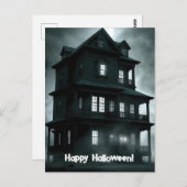 Halloween im Spuk Schwarz-Weiß-Haus Postkarte (Vorne/Hinten)