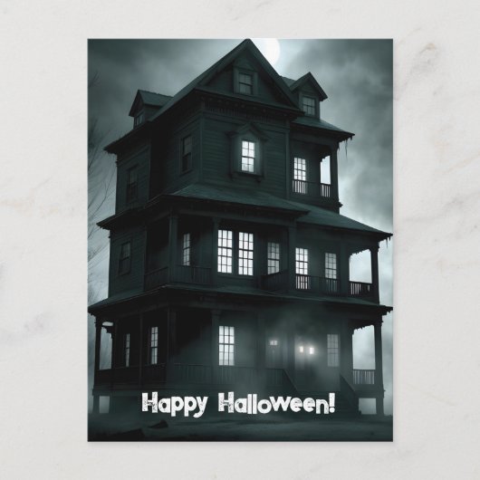 Halloween im Spuk Schwarz-Weiß-Haus Postkarte (Vorderseite)